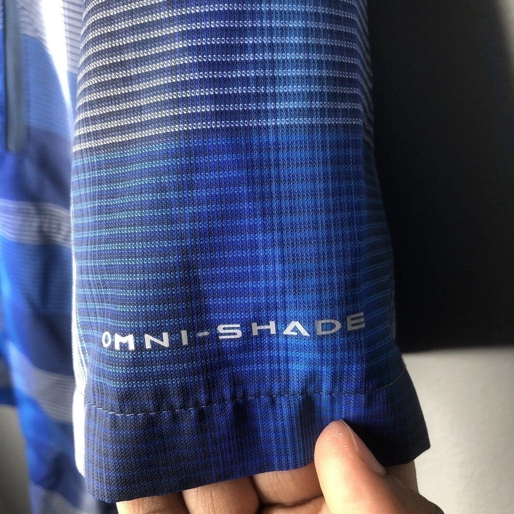 Columbia Omni Men's Blue Short Sleeve Button Down Vented Hiking Shirt Sz Large - Picture 6 of 8